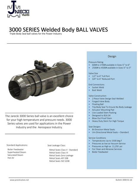 Pdf Series Welded Body Ball Valves Jarecki Valves