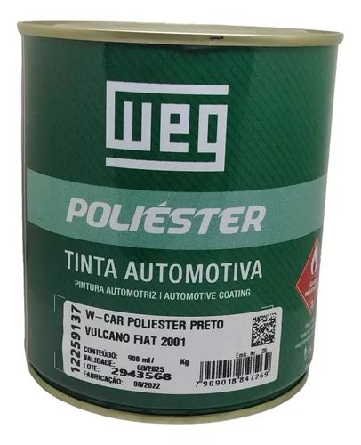 Tinta Automotiva Weg Preto Vulcano Fiat 900 Ml Poliéster Parcelamento