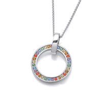 Sparkling Rainbow Silver Circle Pendant Cavendish French