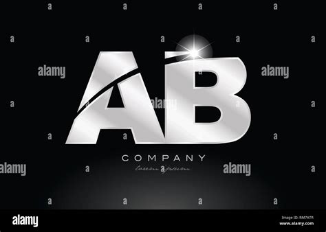 Silver Letter Ab A B Metal Combination Alphabet Logo Icon Design With