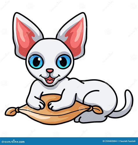 Cute Devon Rex Cat Cartoon On The Pillow Stock Vector Illustration Of