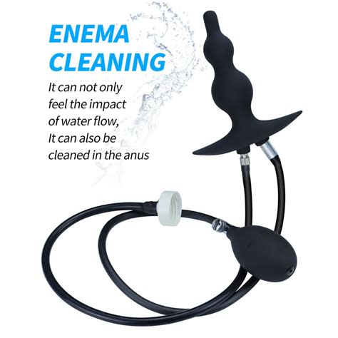 Sexy Costumes Inflatable Anal Plug Vagina Douche Anus Enema Cleaner Ass Cleaning Prostate