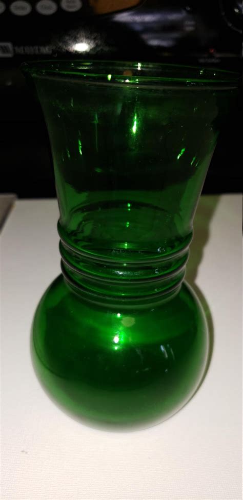 Vintage Anchor Hocking Green Glass Vase Excellent Condition Etsy