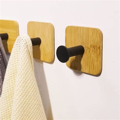 Pi Ces Mm Patere Murale Bois Givr Crochets Muraux En Bois Porte