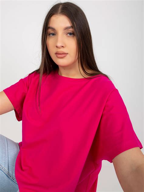 T shirt plus size luźna bluzka damska w kolorze fuksji Lilo MALOMA