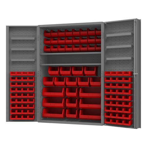 Cabinet, 14 Gauge, 4 Shelves, 6 Door Trays, 72 Yellow Bins, 48 x 24 x