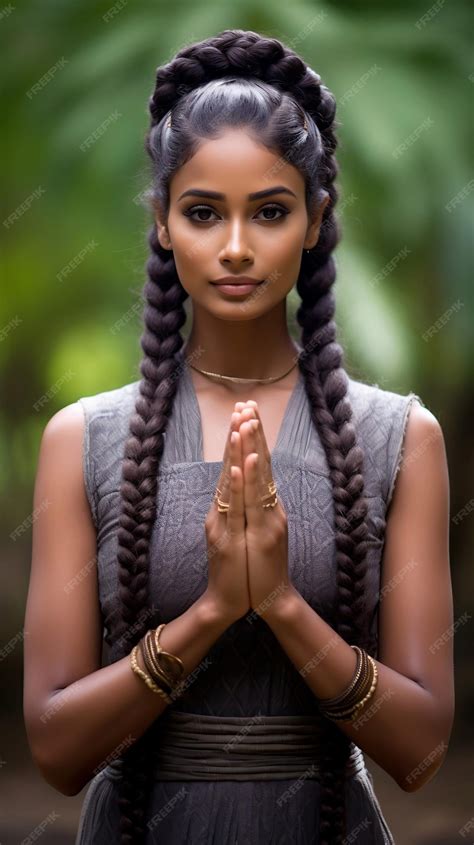 Premium Ai Image Sri Lanka Girl Two Hands Pressed Together In Prayer