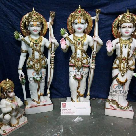 White Painted Marble Ram Darbar Statue For Worship Size 3 Feet At Rs