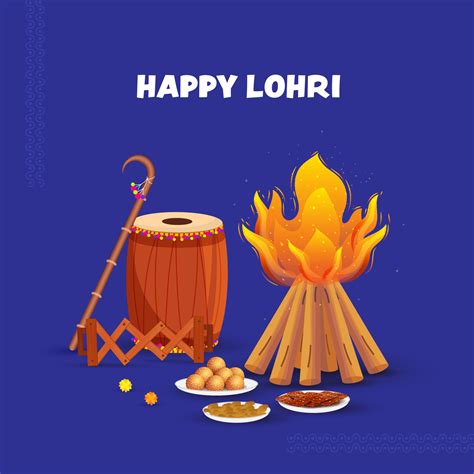 Happy Lohri Celebration Background With Festival Elements. 23588550 ...