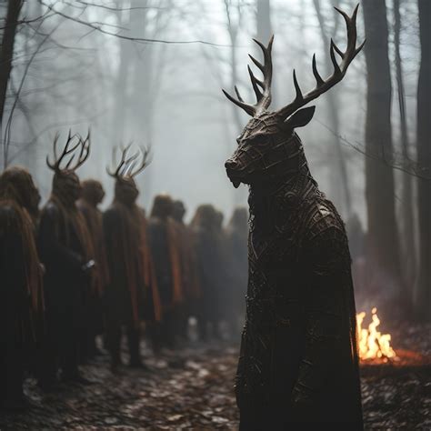 Premium Ai Image Devil Worship Cult In The Forest