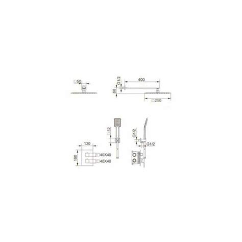 Conjunto Ducha Empotrada Termostatica Negro Imex Cies