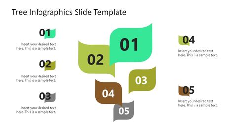 5 Step Vertical Timeline Diagram Leaf Shapes Slidemodel