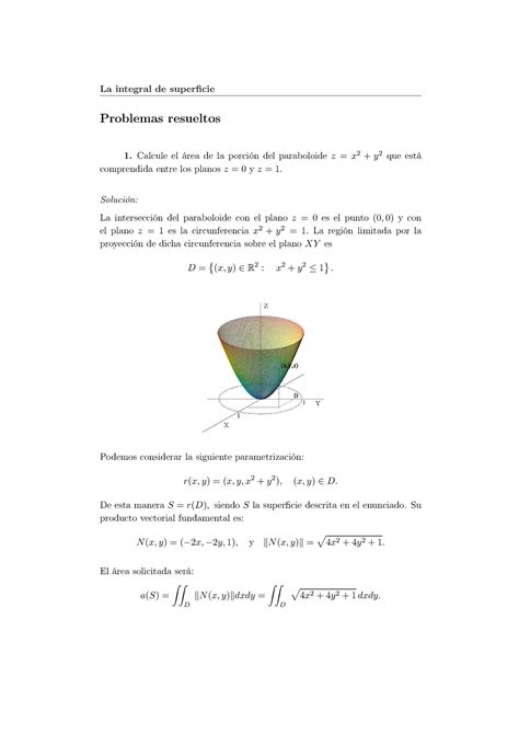 Resueltos Integrales De Superficie La Integral De Superficie