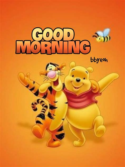 Winnie The Pooh And Tigger Are Hugging In Front Of An Orange Background