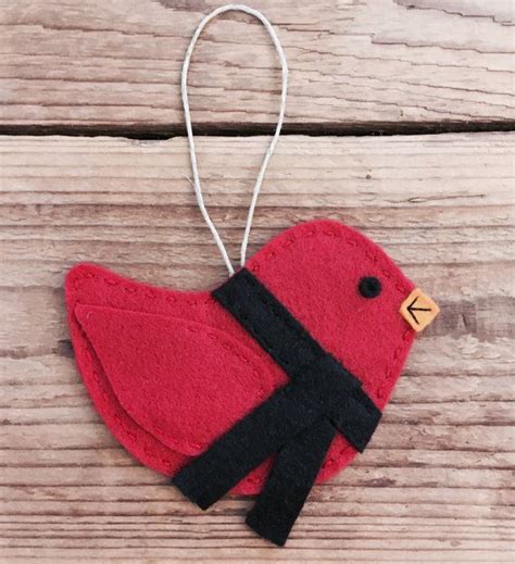 Red Felt Bird Ornament By Georgenruby On Etsy Felt Christmas Ornaments Felt Birds Ornaments