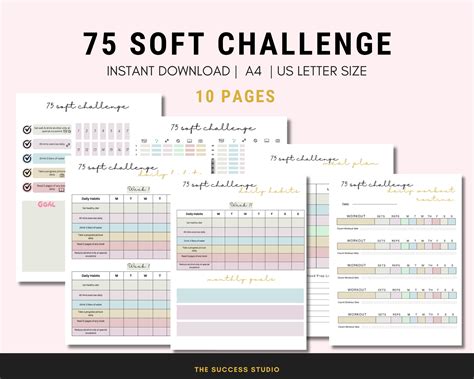 75 Soft Challenge, 75 Day Challenge, 75 Soft Printable, 75 Soft Tracker ...