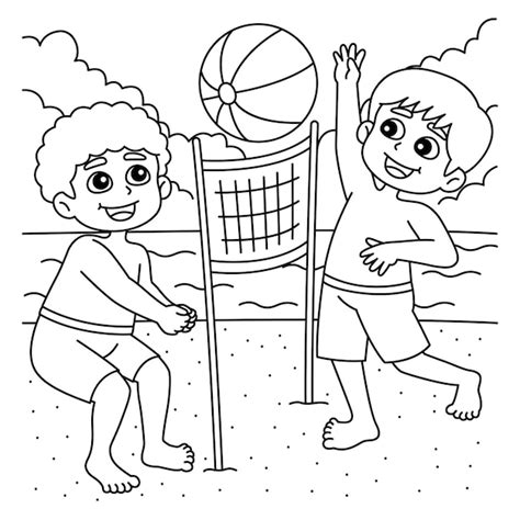 Dibujos de niños jugando voleibol para colorear vsun