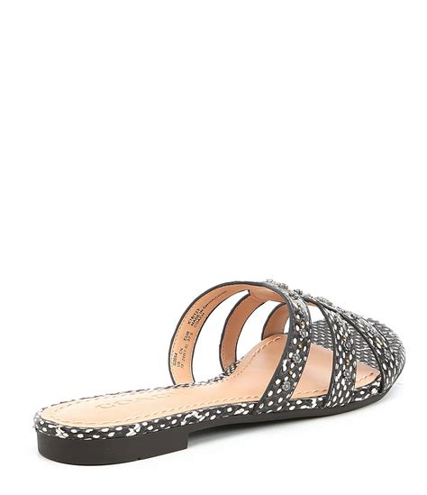 COACH Kennedy Leather Flat Sandals in Natural - Lyst