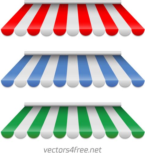 Colorful Striped Awnings Vector Illustration Vectors Graphic Art