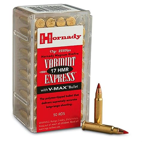 Hornady Varmint Express 17 HMR V MAX 17 Grain 250 Rounds 80624