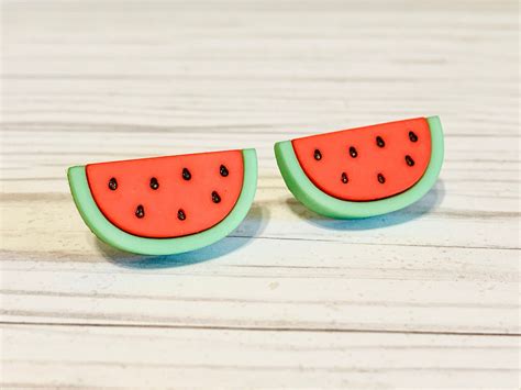 Watermelon Earrings Fruit Jewelry Red Green Watermelon Earrings Food