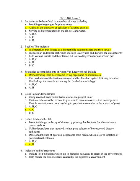 Biol Exam Practice Questions Biol Exam Bacteria Can Be