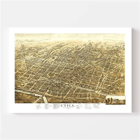 Utica Map 1873 Old Map Of Utica New York Art Vintage Print Etsy