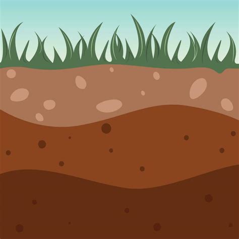 Cartoon Vector Illustration Of A Soil Horizon And Grass Vector