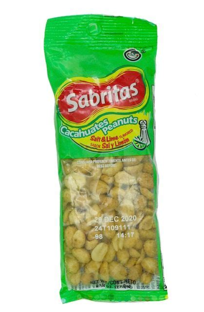 Sabritas Salt And Lime Peanuts 2 34 Oz Pack Of 8