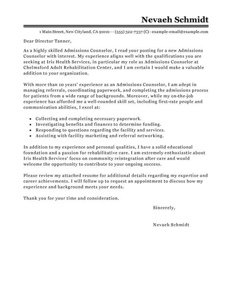 Cover Letter For Counselor Amulette