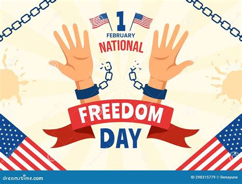 National Freedom Day Vector Illustration On 1 February With Usa Flag