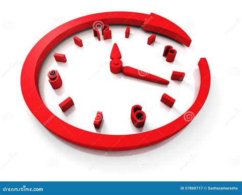 Red Concept Clock Dial With Around Arrow Stock Illustration