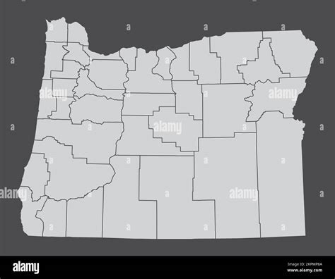 The Oregon State Usa Administrative Map Isolated On Dark Background Stock Vector Image And Art