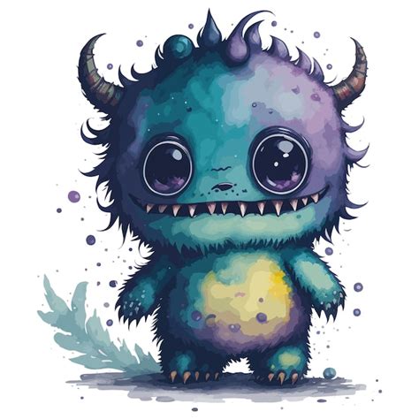 A Digital Drawing Of A Monster With Purple Eyes And Black Eyes