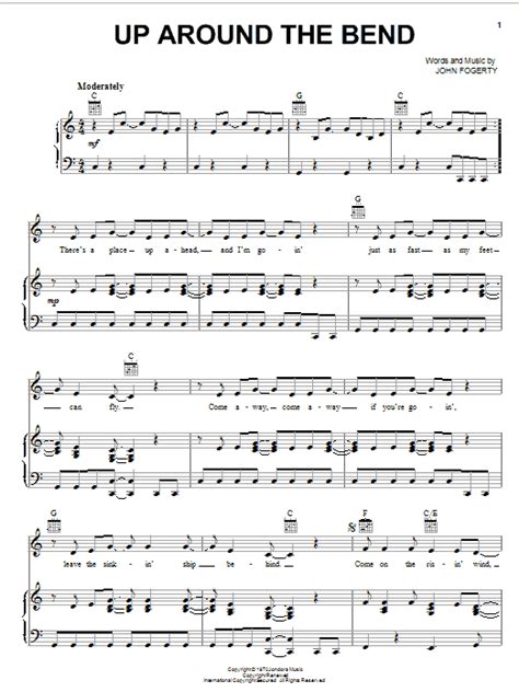 Up Around The Bend By Creedence Clearwater Revival Sheet Music For