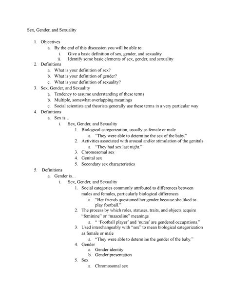 Sex Gender And Sexuality Sex Gender And Sexuality Objectives A