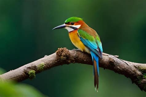 Un P Jaro Colorido Con Un Pico Verde Y Un Pico Blanco Se Sienta En Una