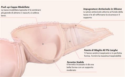 Dobreva Donna Reggiseno Push Up Con Spalline Rimovibili Invisibile Con