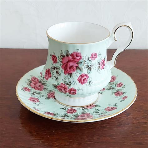 Cup And Saucer From Royal Windsor Fine Bone China With Mint Green Color