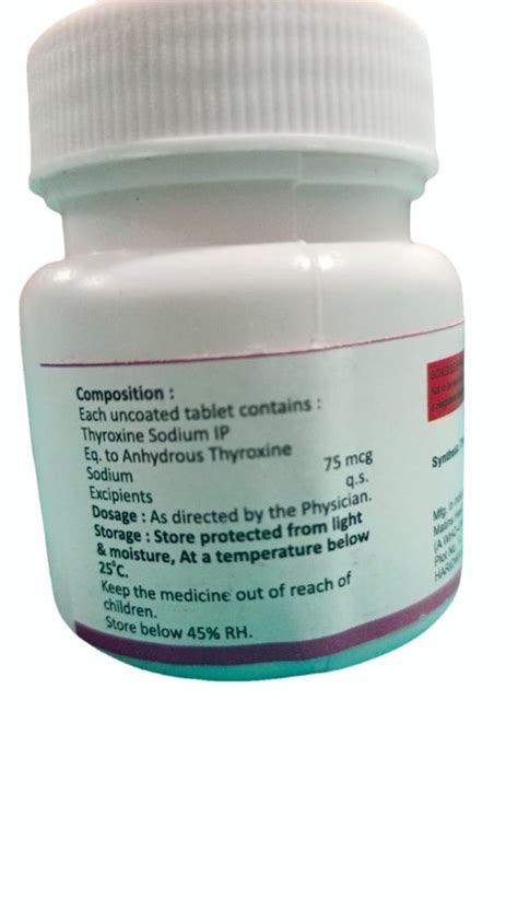 Thyroxine Sodium Tablets I P 75 Mcg Thyrodeal 75 At Rs 80 Bottle