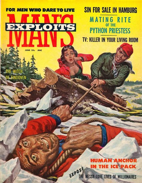 Mans Exploits Pulp Cover Man Adventure Vintage Art Book Cover Art