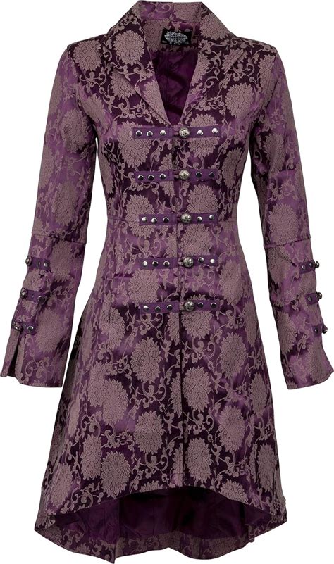 Damen Jacke Brokat Gothic Steampunk Blumenmuster Violett Amazon