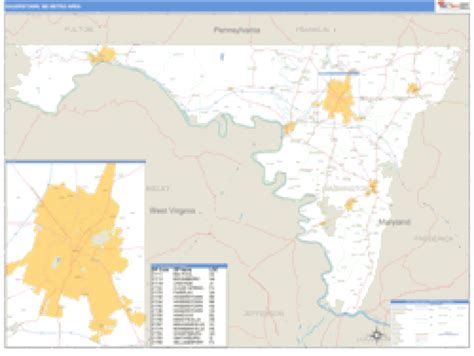 Hagerstown Maryland Metro Area Wall Map