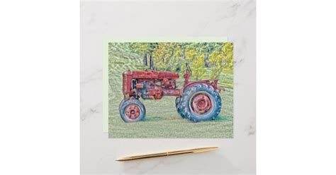 Vintage Old Red Rustic Farm Tractor | Zazzle