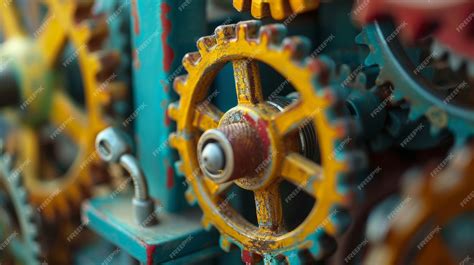 intricate closeup  vintage toy gears showcasing nostalgic mechanical