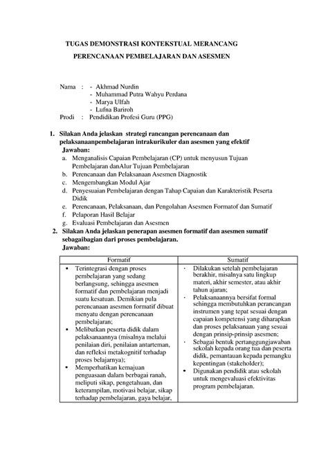 Tugas Demonstrasi Kontekstual Merancang Perencanaan Pembelajaran DAN
