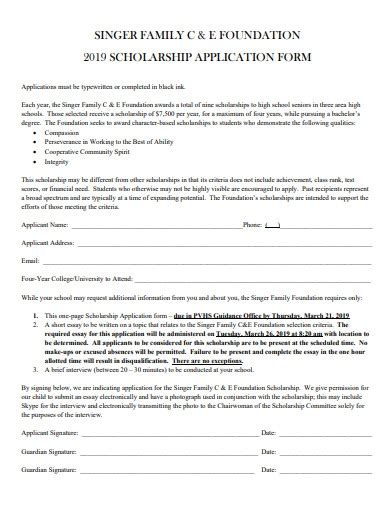 Foundation Scholarship Application Form Examples Format How To