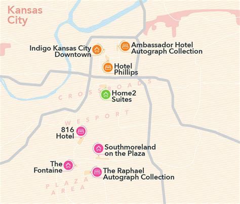 coolest hotels in kansas city map Kansas City Map, Downtown Hotels, The ...