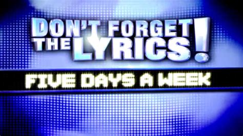 Dont Forget The Lyrics Tv Games Show Promos Youtube