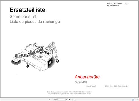 Hako Road Sweeper Attachments Abg Ar Spare Parts Catalog En De Fr